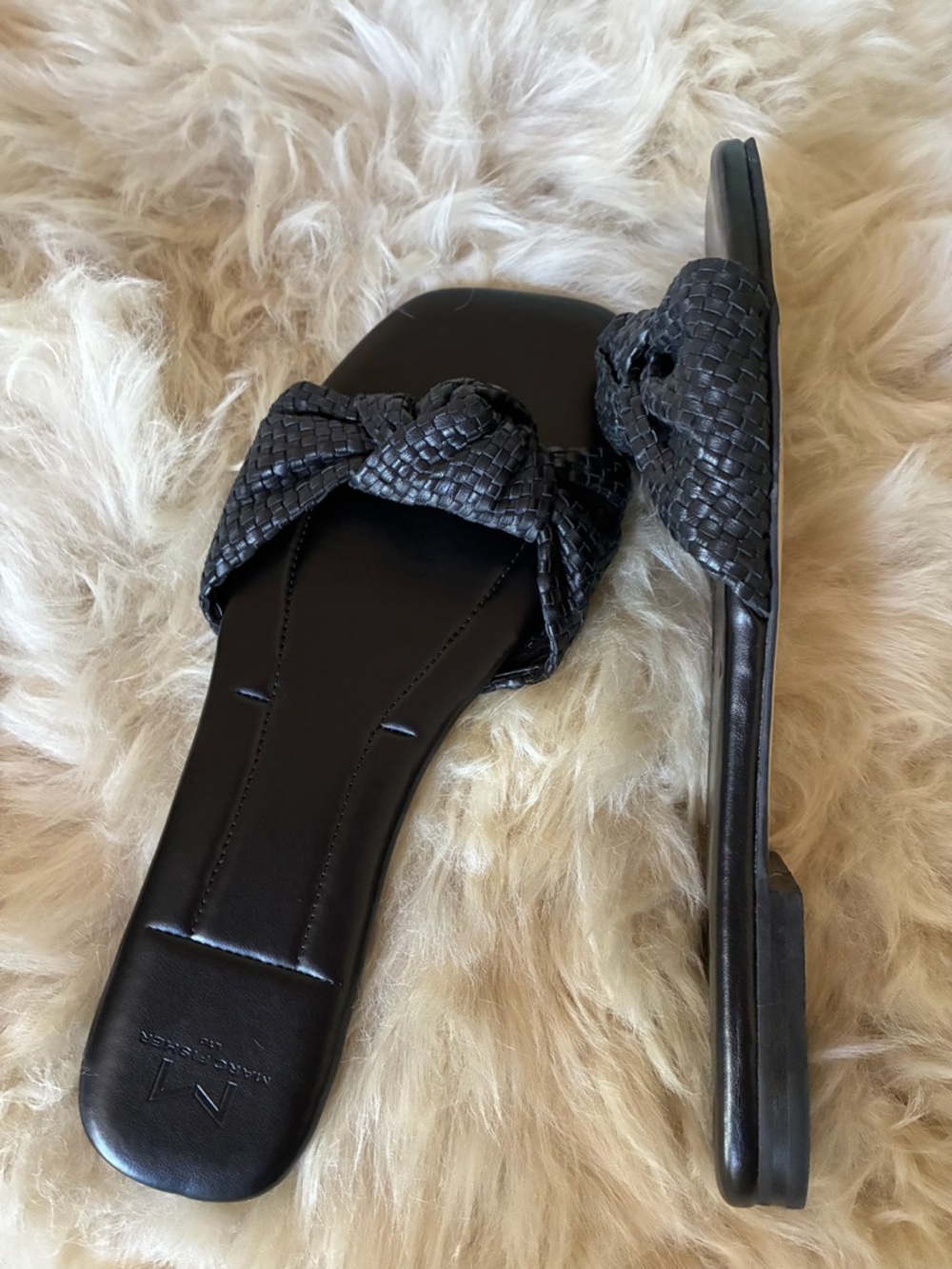 Marc Fisher Leather Braided Knot Slide Sandals - Picture 3 of 4